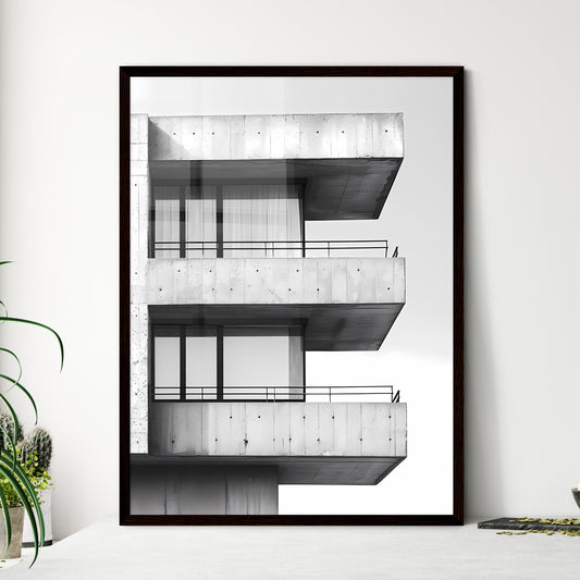 Black and White Luxury High Rise Building Photography Painting Art with White Background and Sky Framed Art