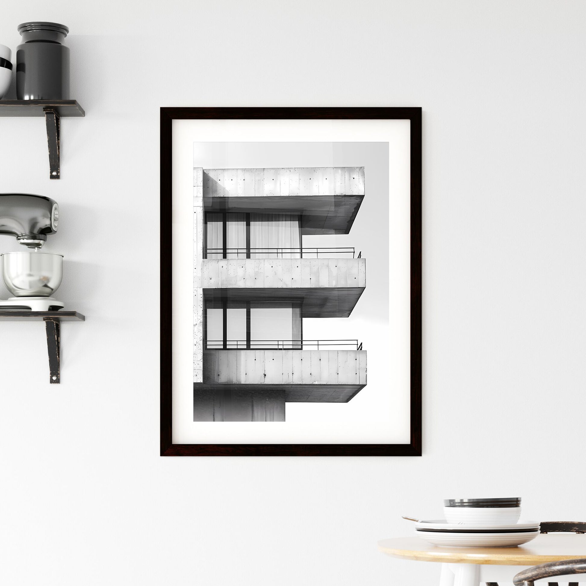 Black and White Luxury High Rise Building Photography Painting Art with White Background and Sky Default Title
