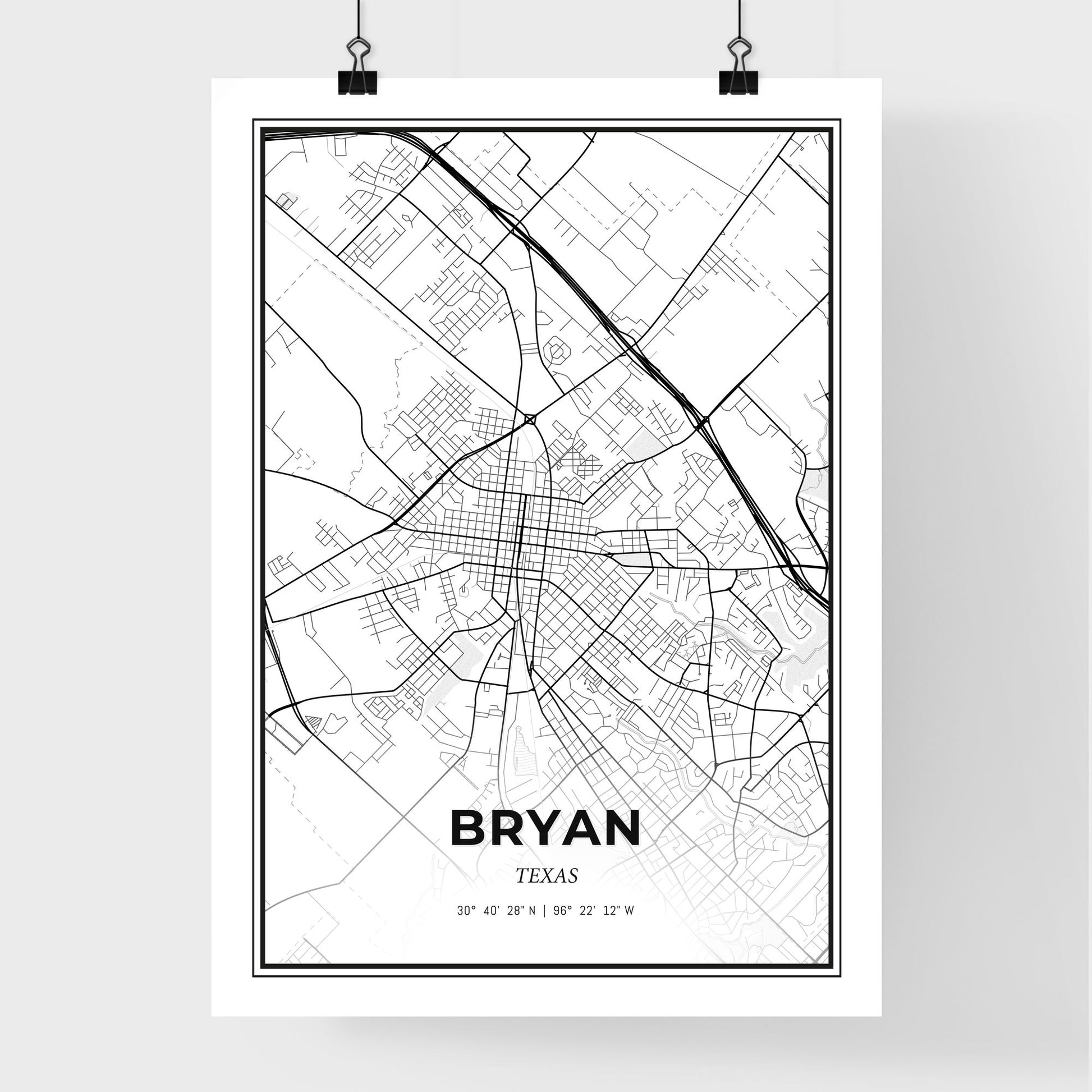 Bryan Texas - Premium City Map Poster