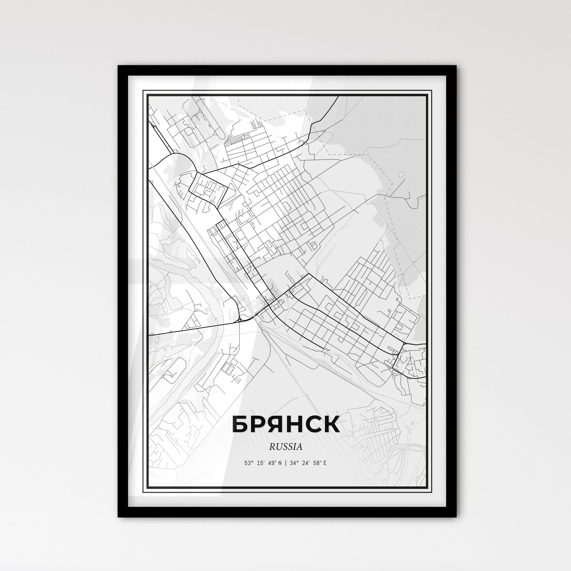 Bryansk Russia - Scandinavian Style City Map for Modern Home Decor