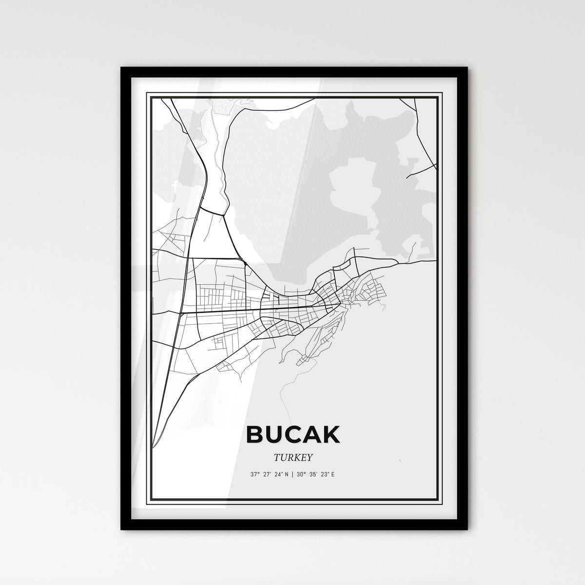 Bucak Turkey - Scandinavian Style City Map for Modern Home Decor