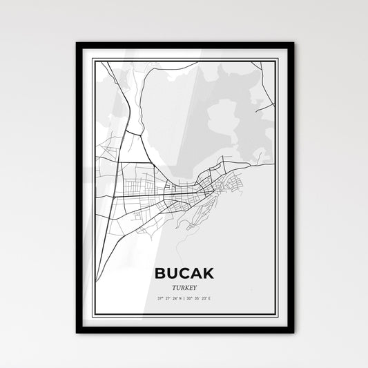 Bucak Turkey - Scandinavian Style City Map for Modern Home Decor