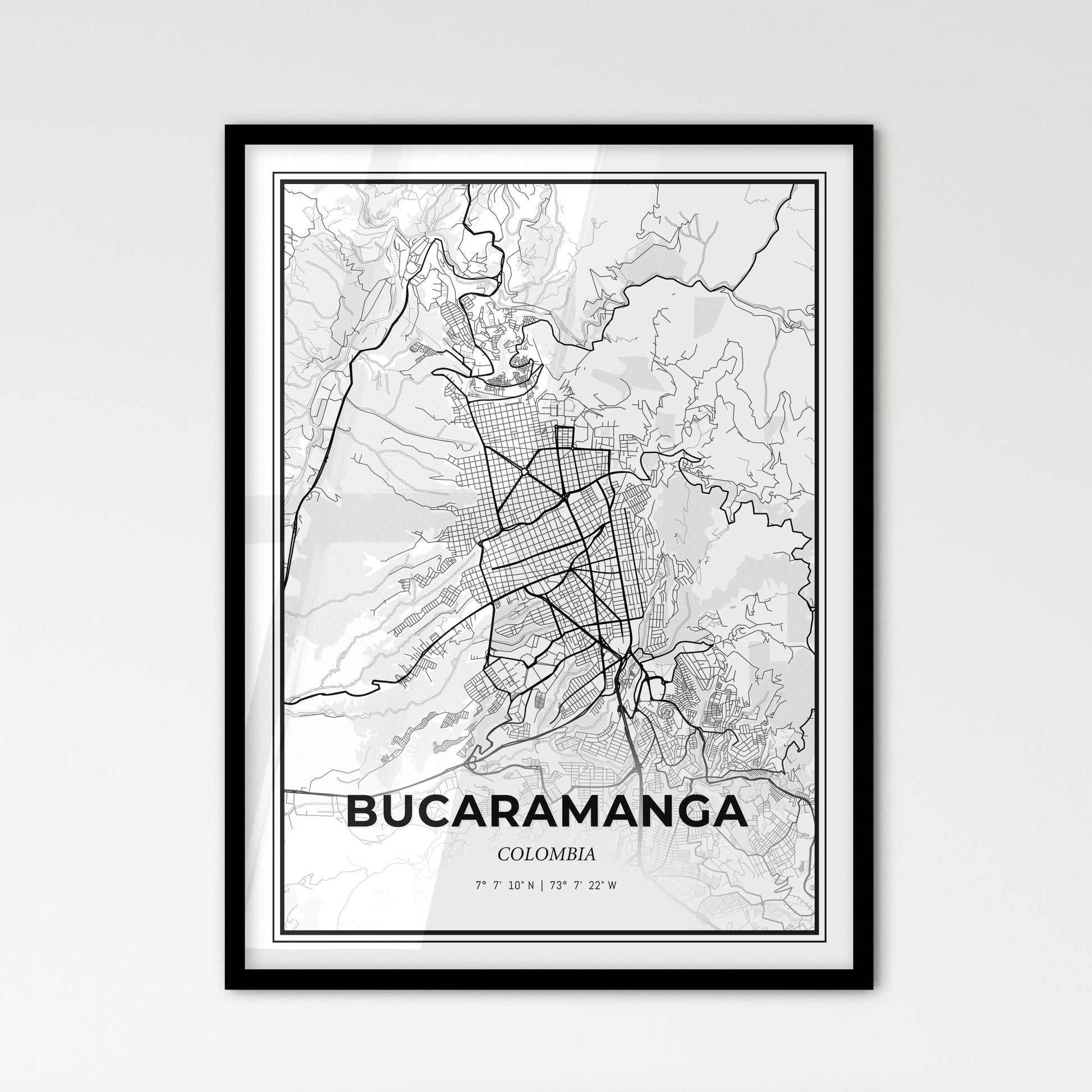 Bucaramanga Colombia - Scandinavian Style City Map for Modern Home Decor