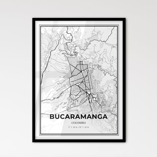 Bucaramanga Colombia - Scandinavian Style City Map for Modern Home Decor