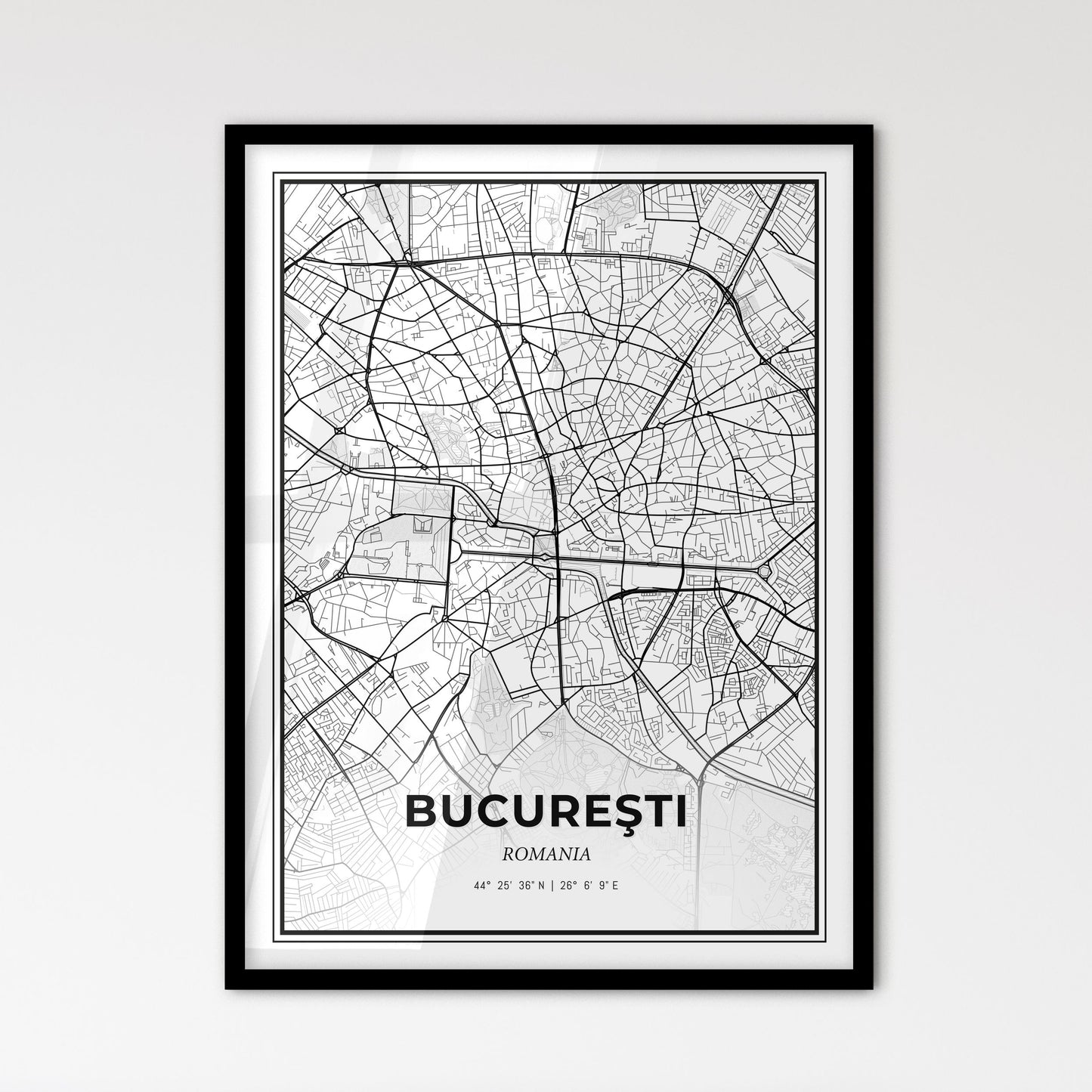 Bucharest Romania - Scandinavian Style City Map for Modern Home Decor