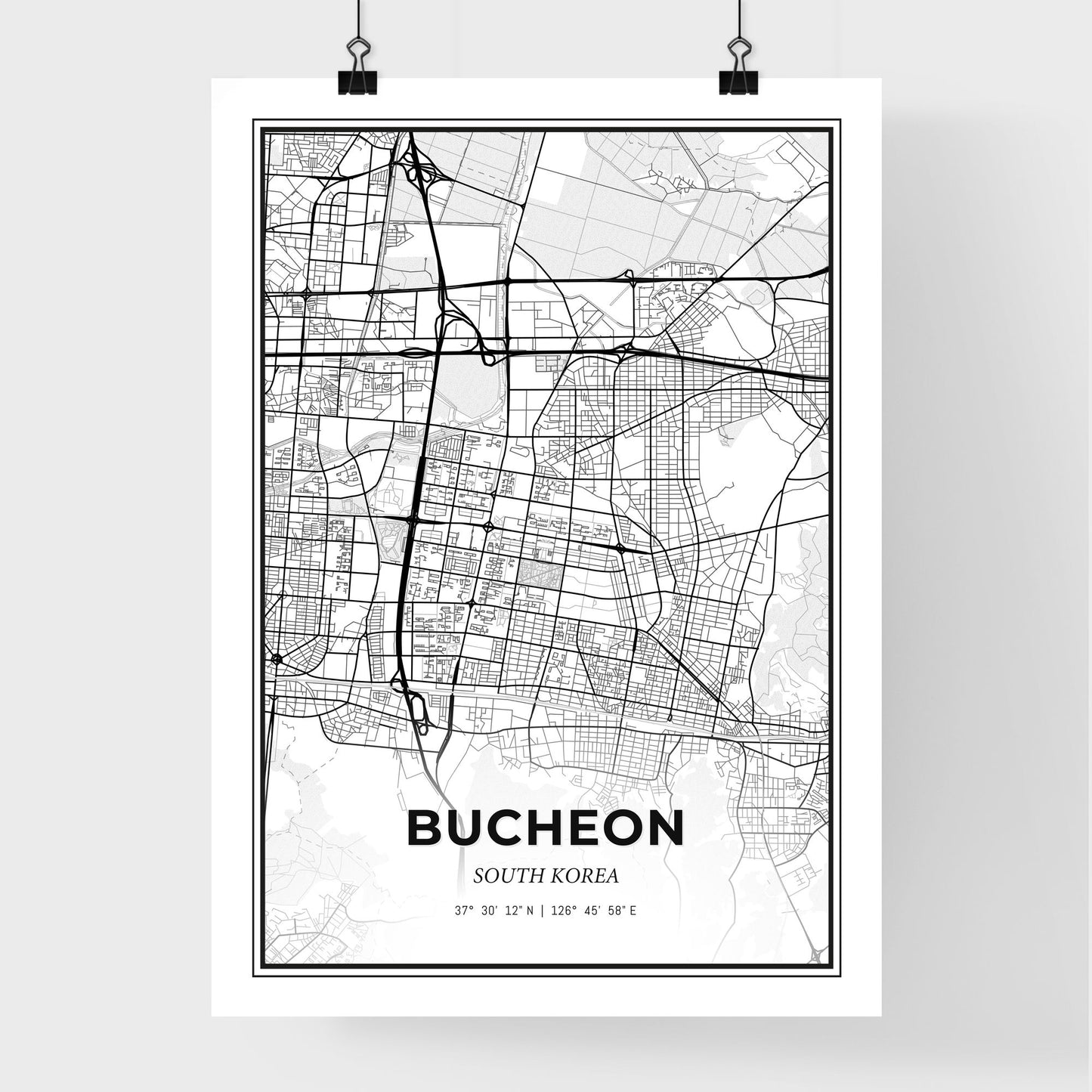 Bucheon South Korea - Premium City Map Poster