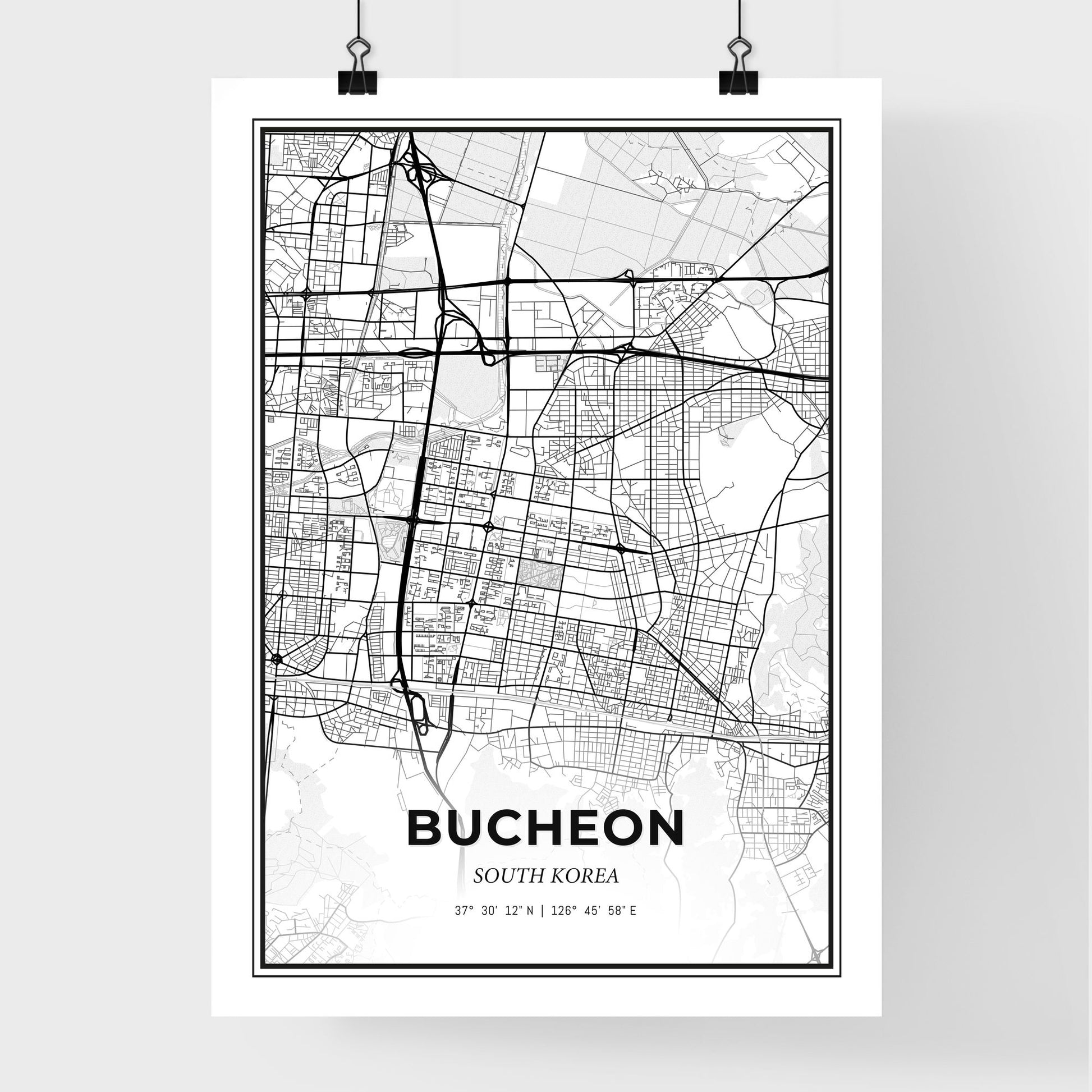 Bucheon South Korea - Premium City Map Poster