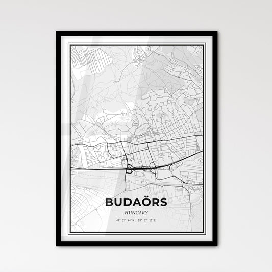 Budaörs Hungary - Scandinavian Style City Map for Modern Home Decor