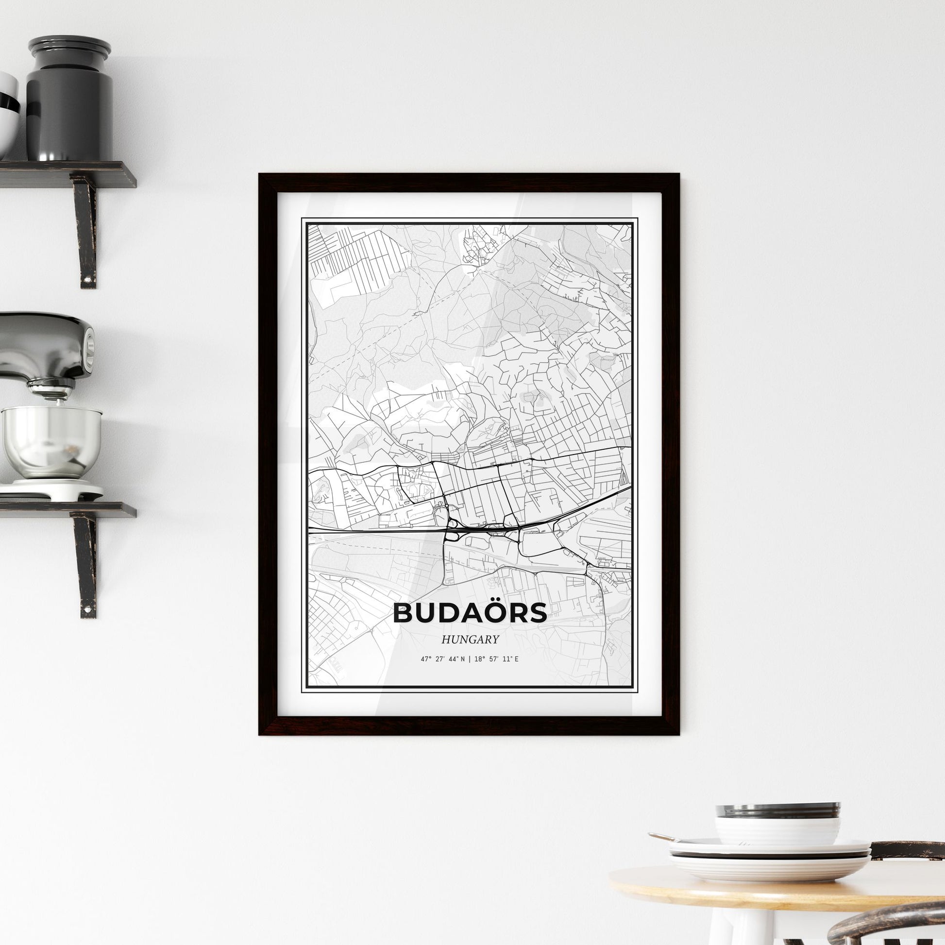 Budaörs Hungary - Minimal City Map