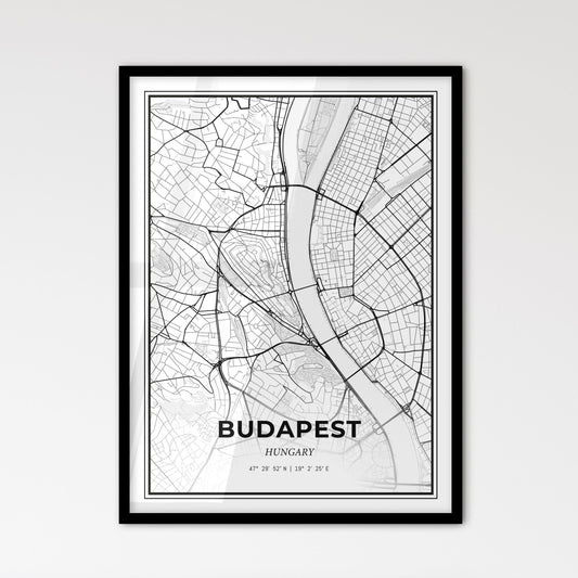 Budapest Hungary - Scandinavian Style City Map for Modern Home Decor