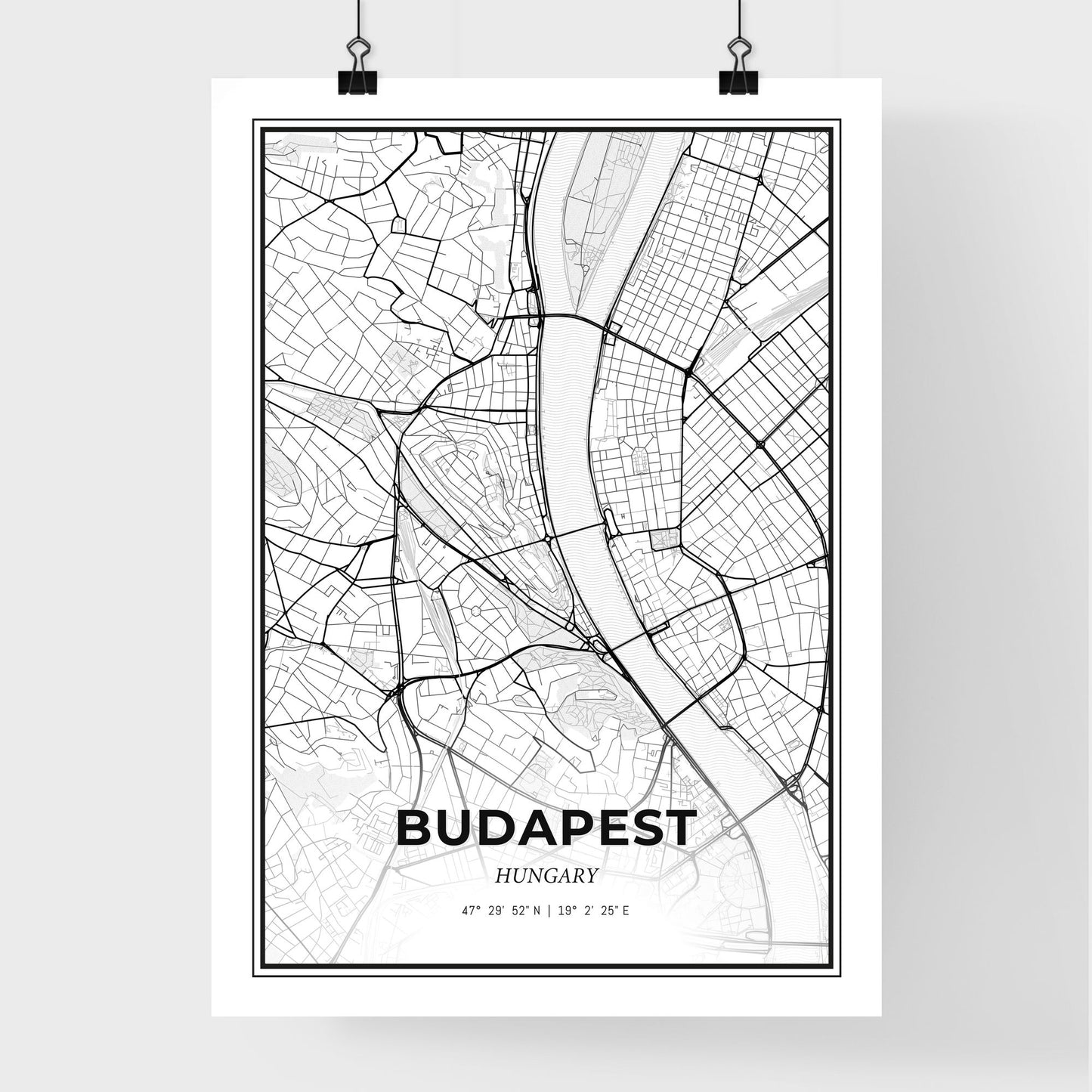 Budapest Hungary - Premium City Map Poster