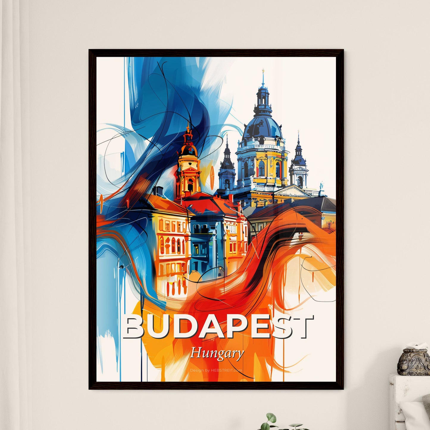 Vibrant Budapest, Hungary - A Painting Of A Building With Colorful Smoke