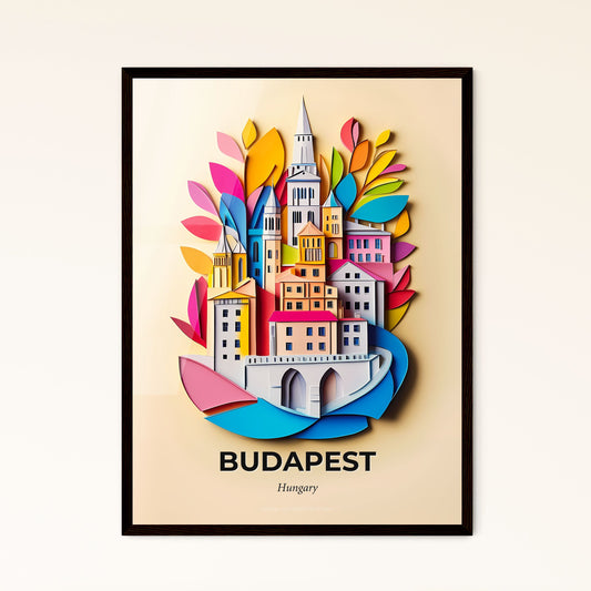 Vivid Budapest, Hungary - a paper cut of a city with a bridge