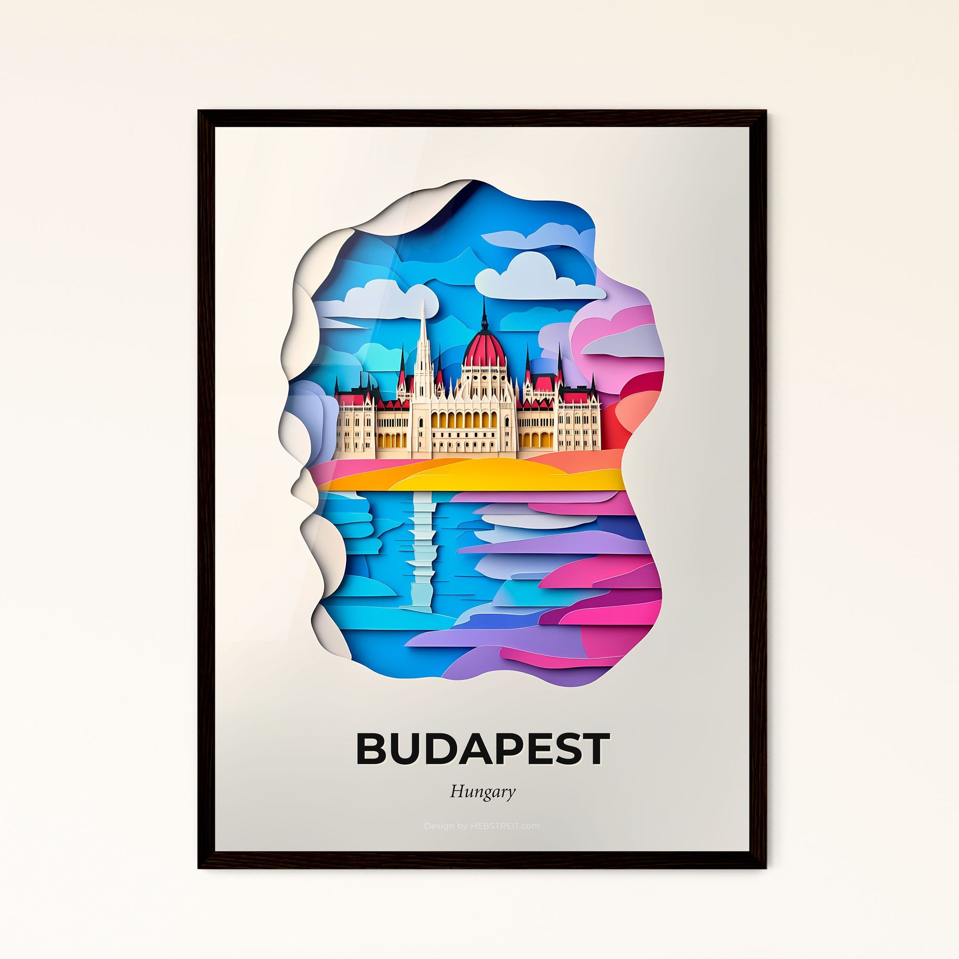 Vivid Budapest, Hungary - a paper cut of a city with a river