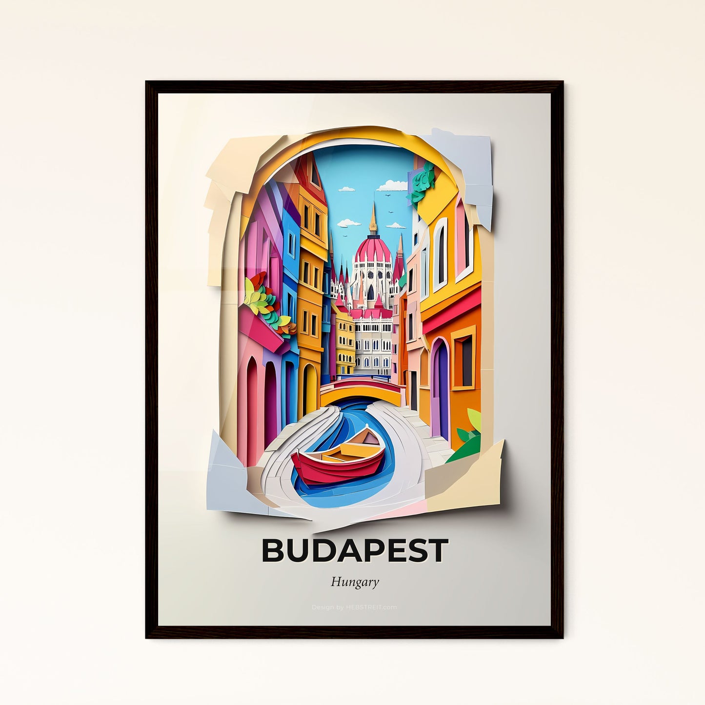 Vivid Budapest, Hungary - a paper cut of a boat in a canal