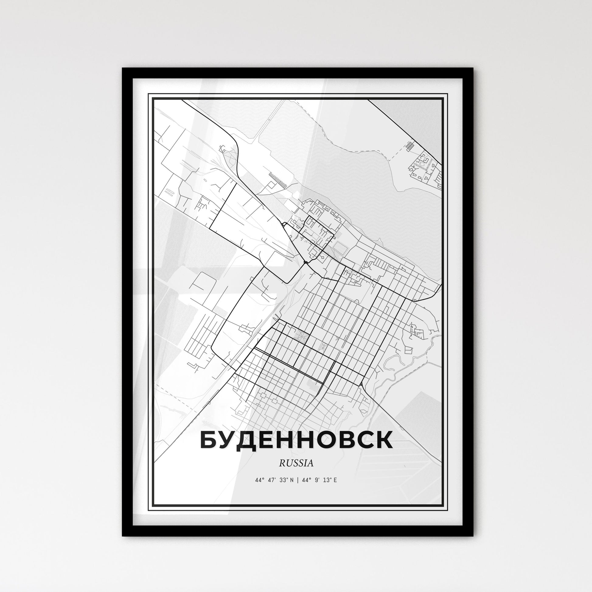 Budyonnovsk Russia - Scandinavian Style City Map for Modern Home Decor