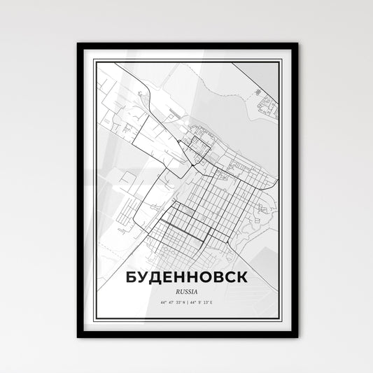 Budyonnovsk Russia - Scandinavian Style City Map for Modern Home Decor