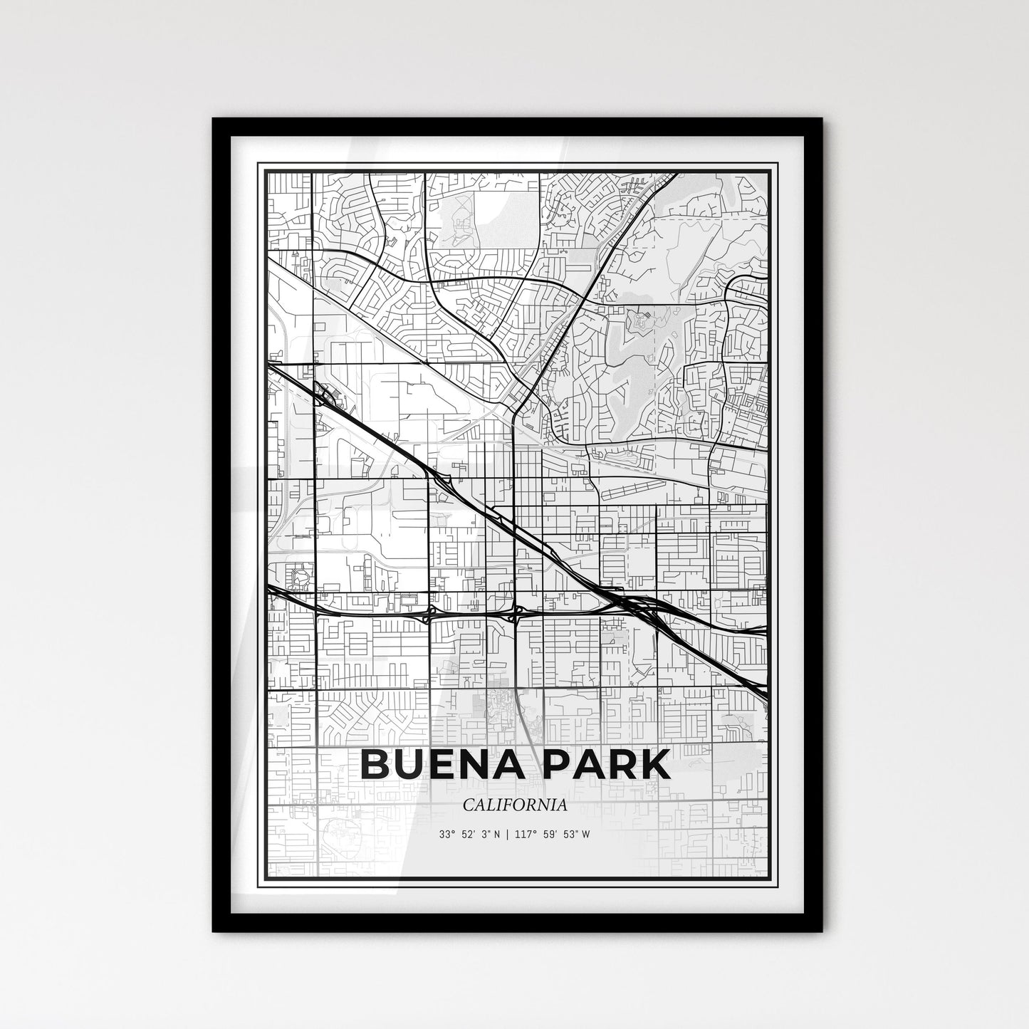 Buena Park California - Scandinavian Style City Map for Modern Home Decor