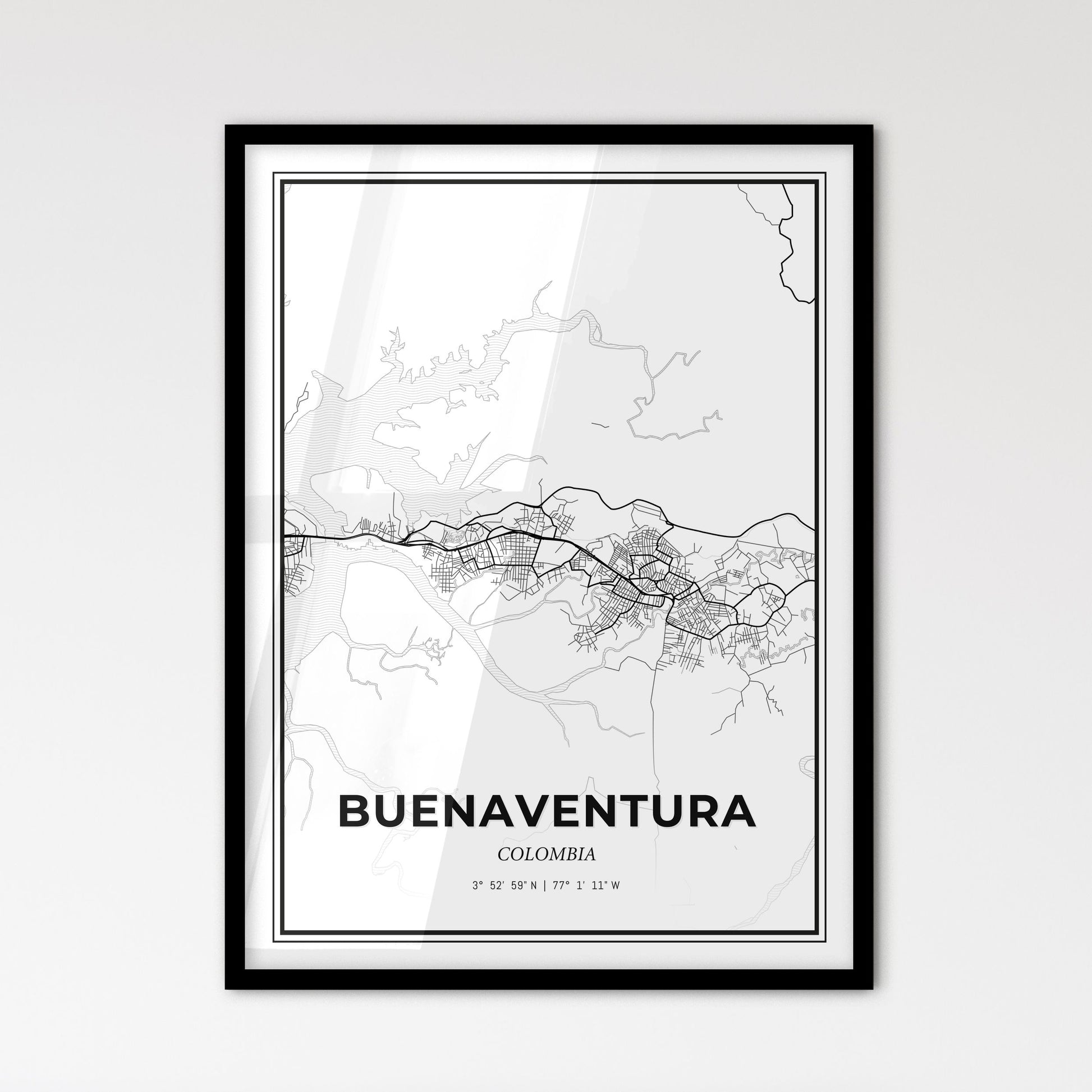 Buenaventura Colombia - Scandinavian Style City Map for Modern Home Decor