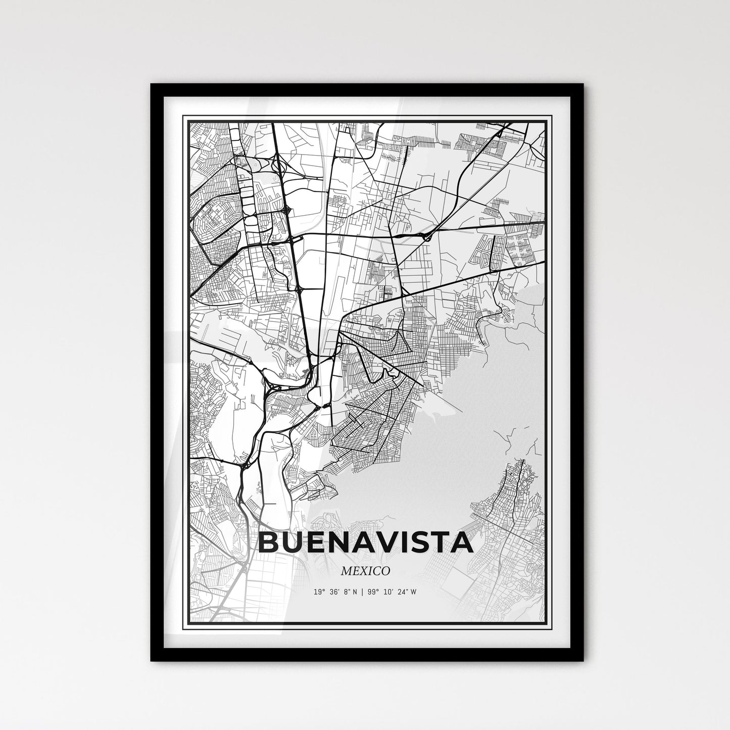 Buenavista Mexico - Scandinavian Style City Map for Modern Home Decor