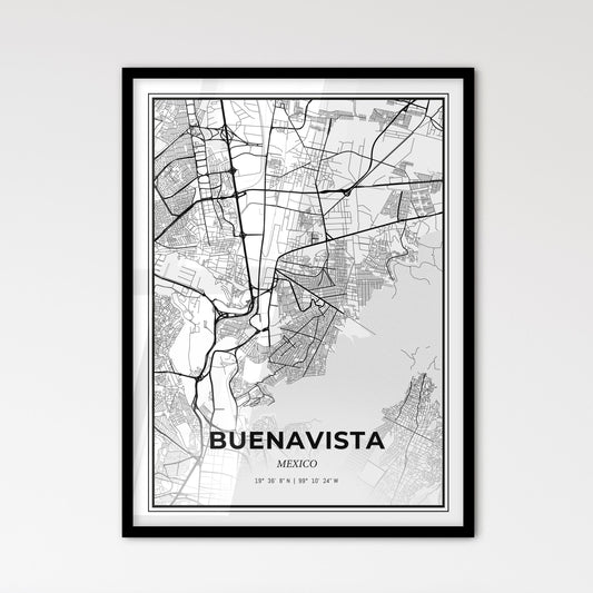 Buenavista Mexico - Scandinavian Style City Map for Modern Home Decor