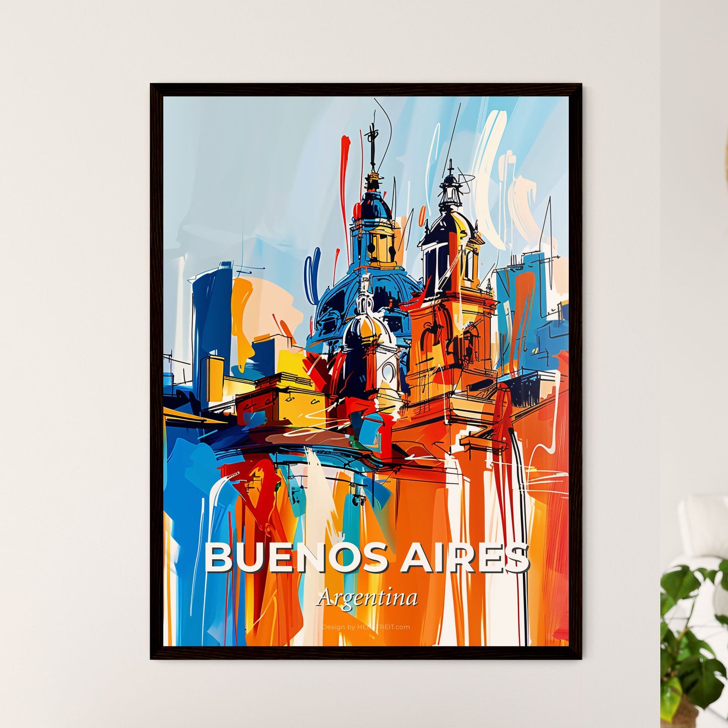 Vibrant Buenos Aires, Argentina - A Painting Of A Building