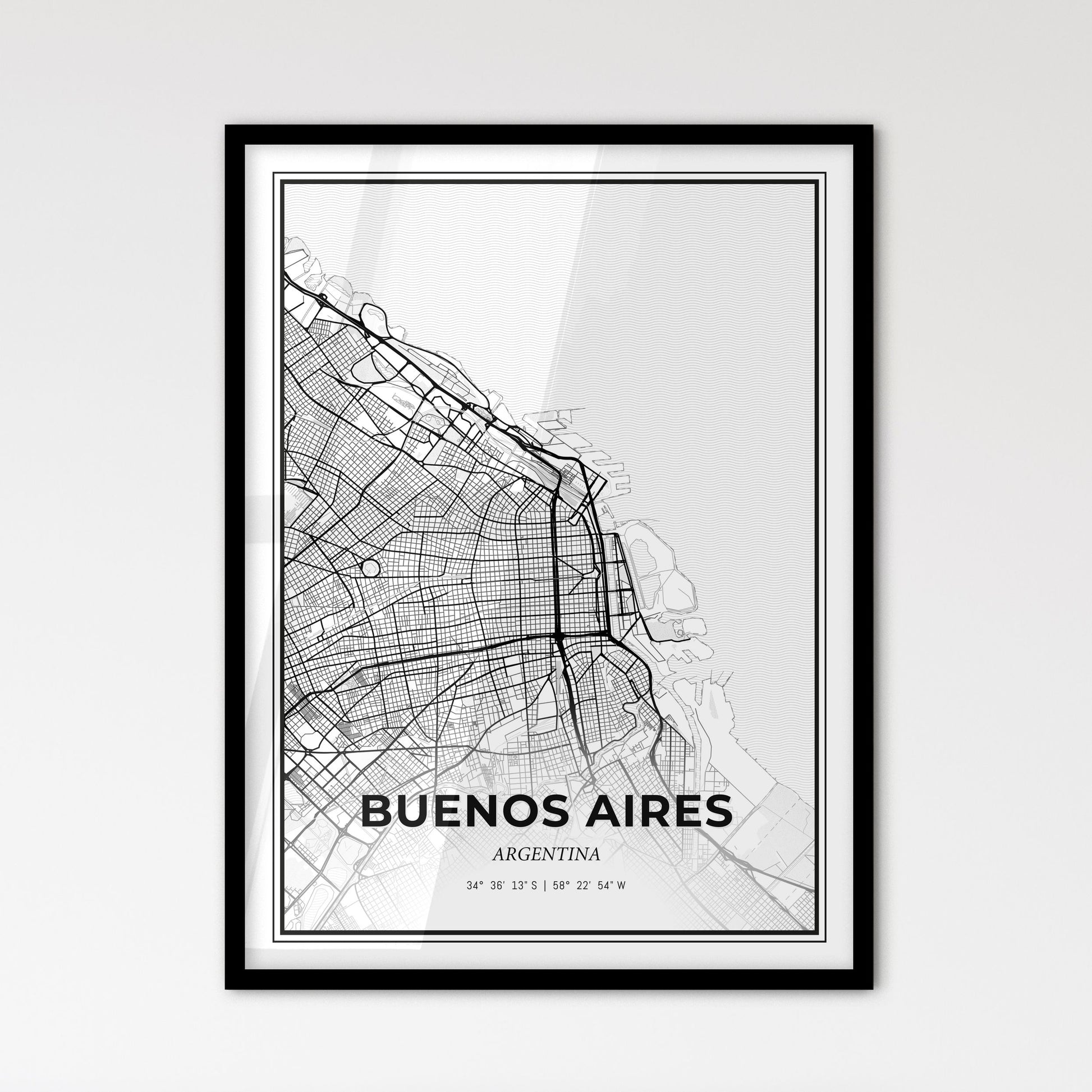 Buenos Aires Argentina - Scandinavian Style City Map for Modern Home Decor