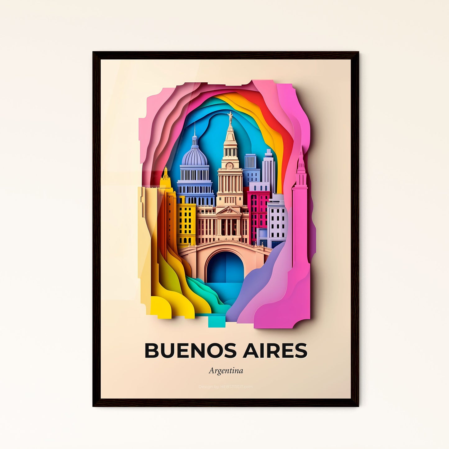 Vivid Buenos Aires, Argentina - a paper cut of a city with a bridge