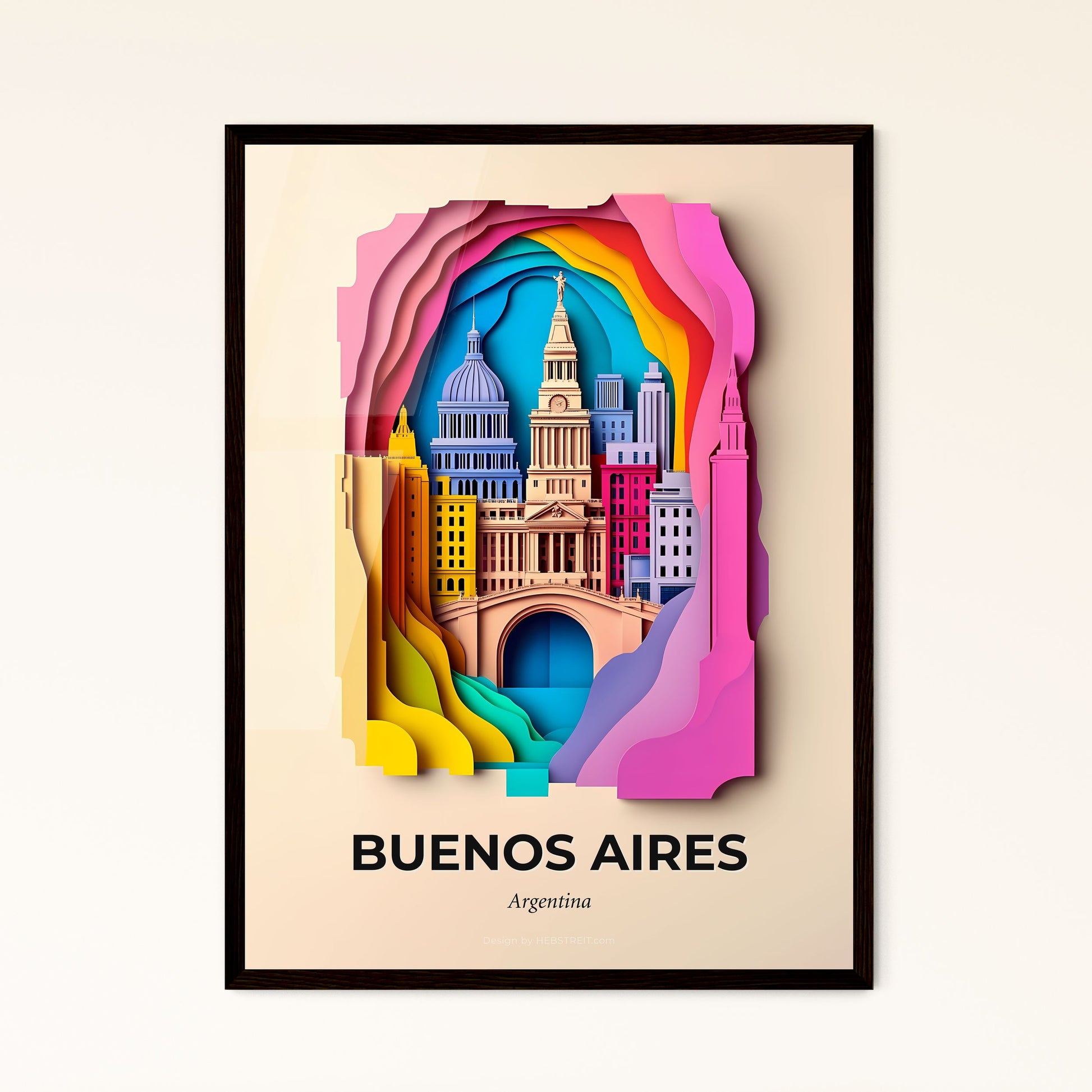 Vivid Buenos Aires, Argentina - a paper cut of a city with a bridge