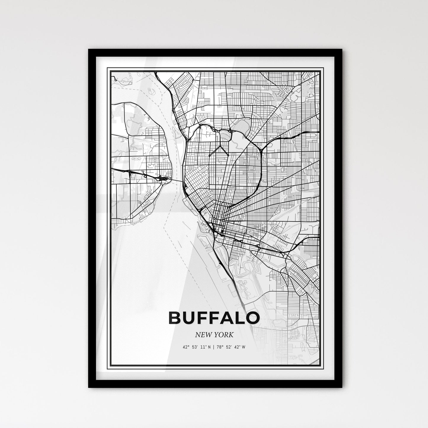 Buffalo New York - Scandinavian Style City Map for Modern Home Decor