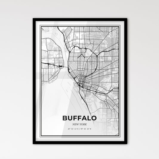 Buffalo New York - Scandinavian Style City Map for Modern Home Decor