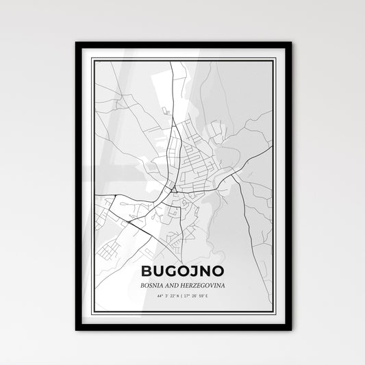 Bugojno Bosnia and Herzegovina - Scandinavian Style City Map for Modern Home Decor