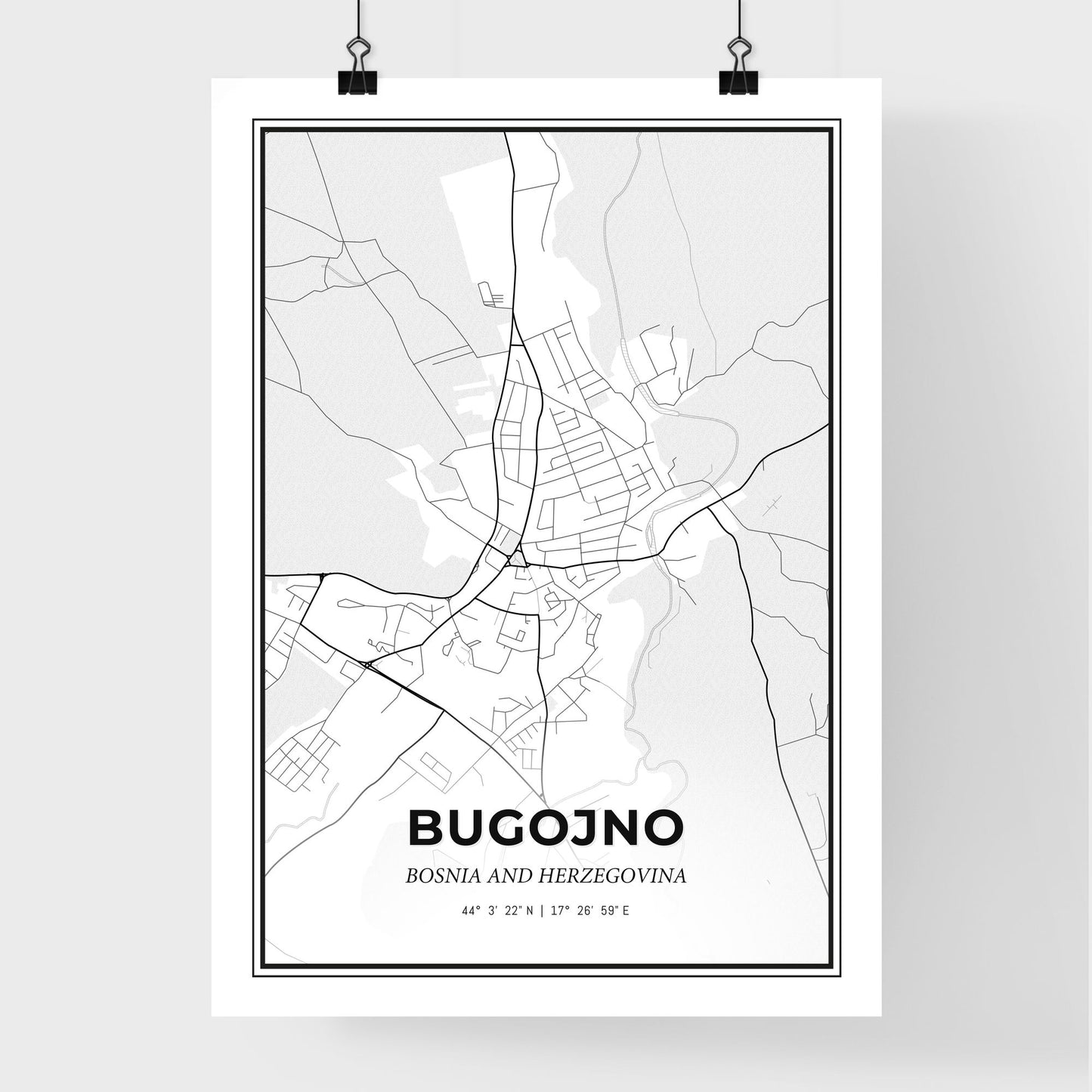 Bugojno Bosnia and Herzegovina - Premium City Map Poster