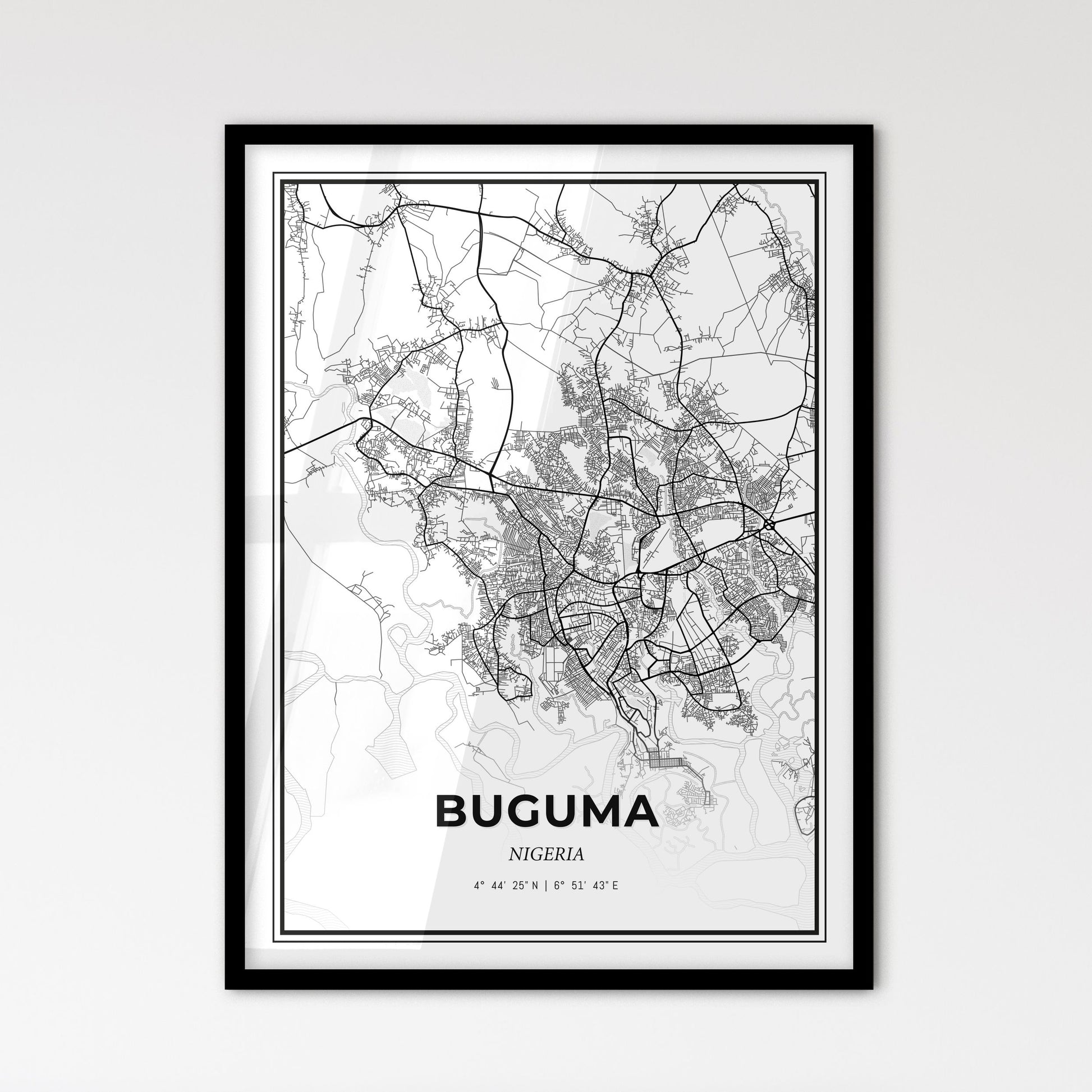 Buguma Nigeria - Scandinavian Style City Map for Modern Home Decor