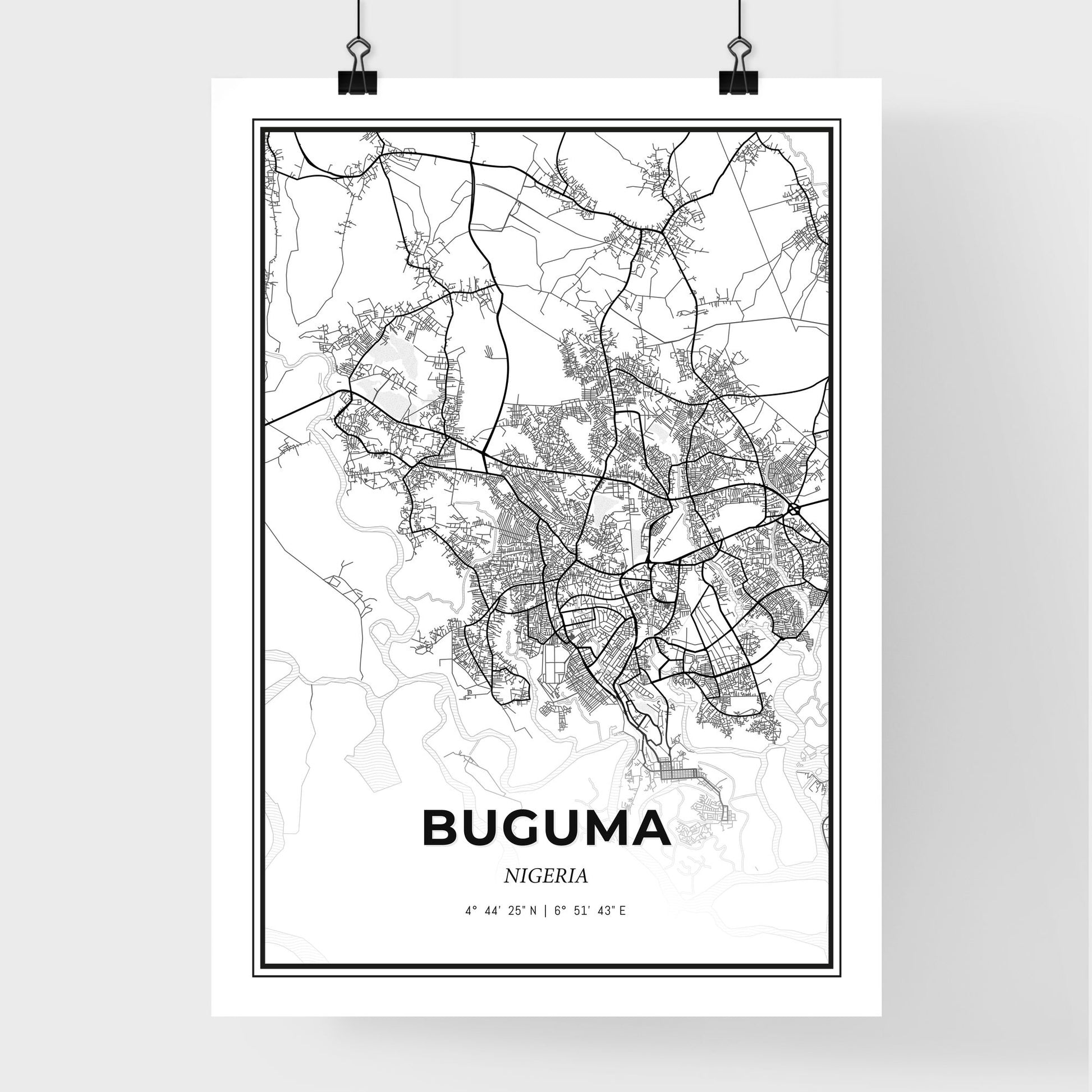 Buguma Nigeria - Premium City Map Poster