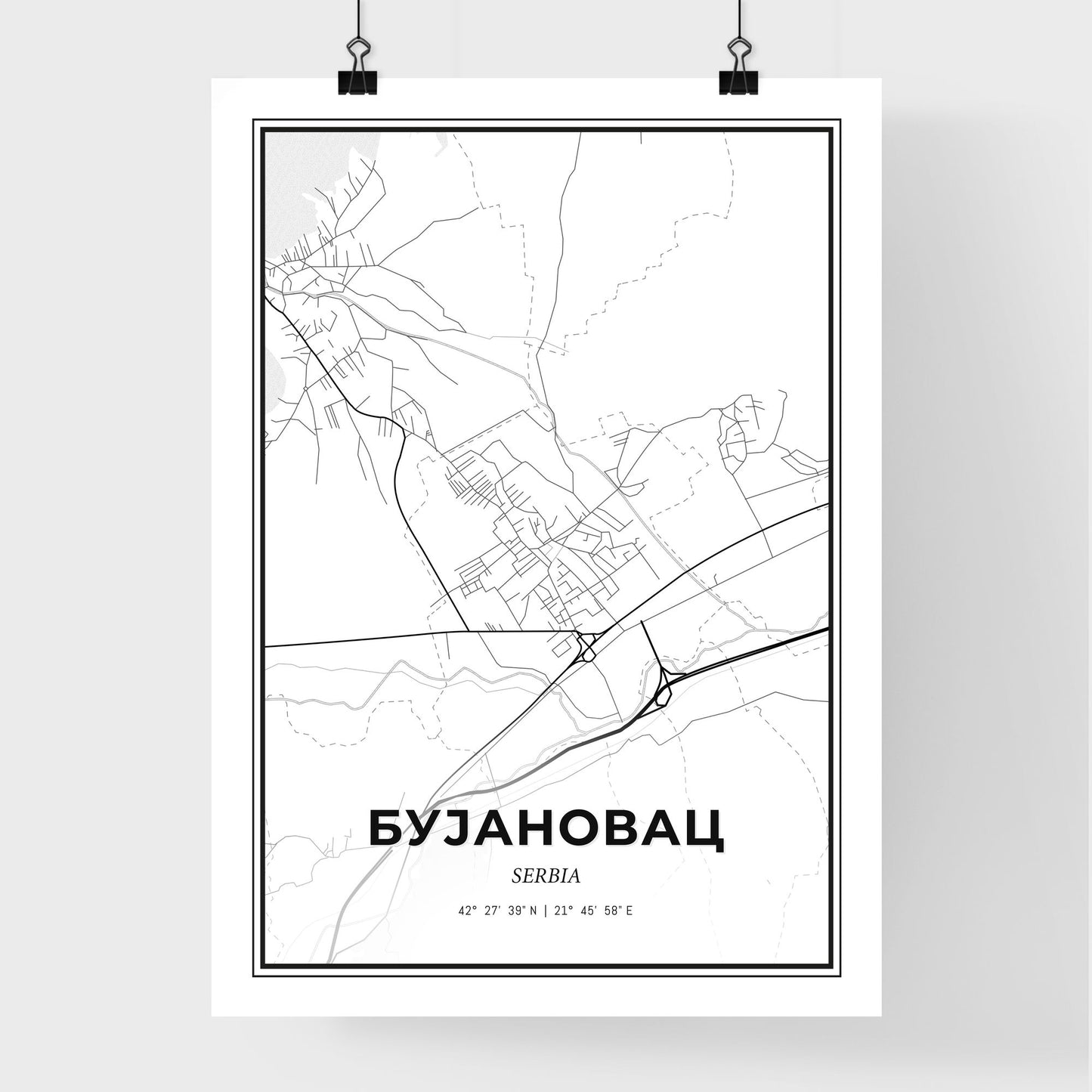 Bujanovac Serbia - Premium City Map Poster