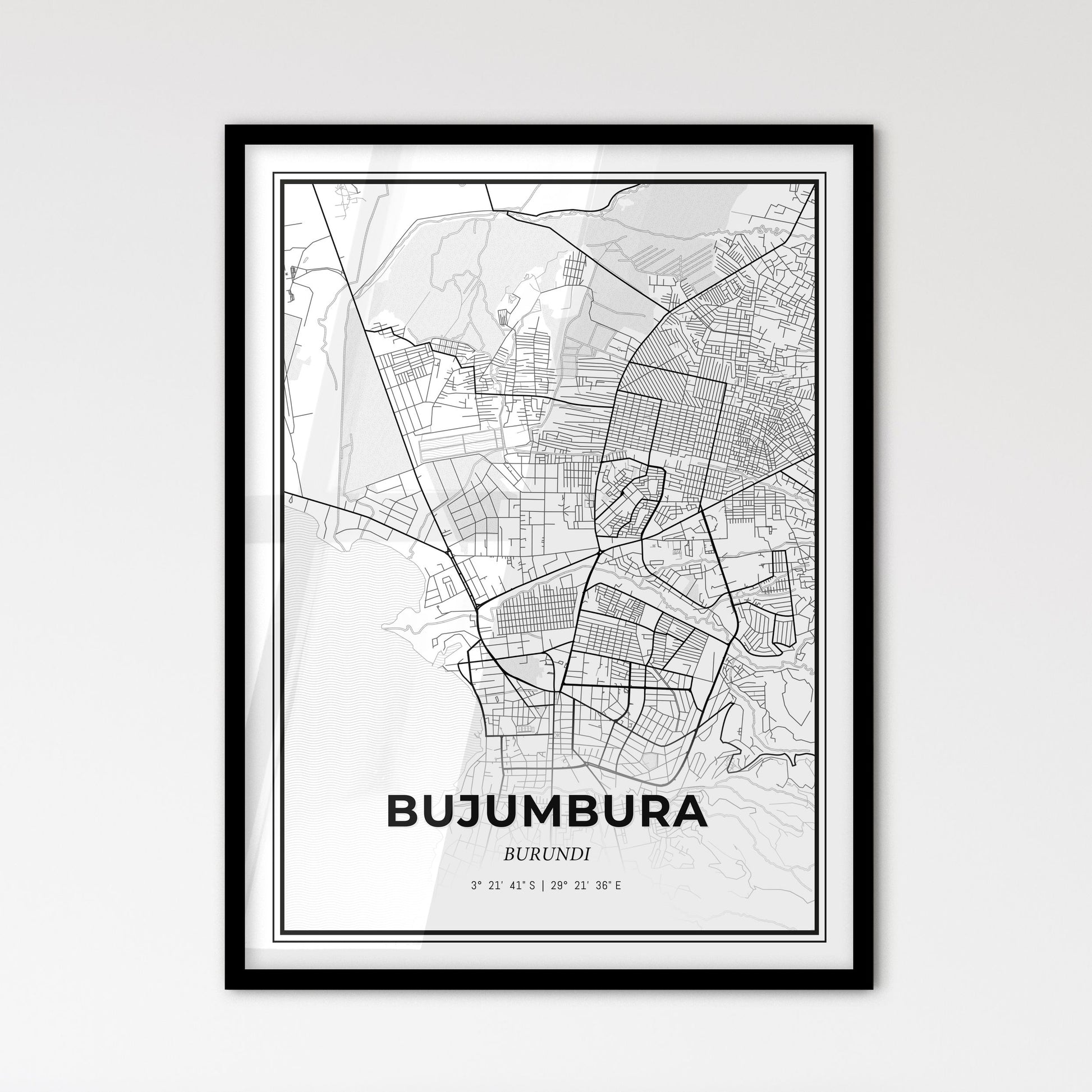 Bujumbura Burundi - Scandinavian Style City Map for Modern Home Decor