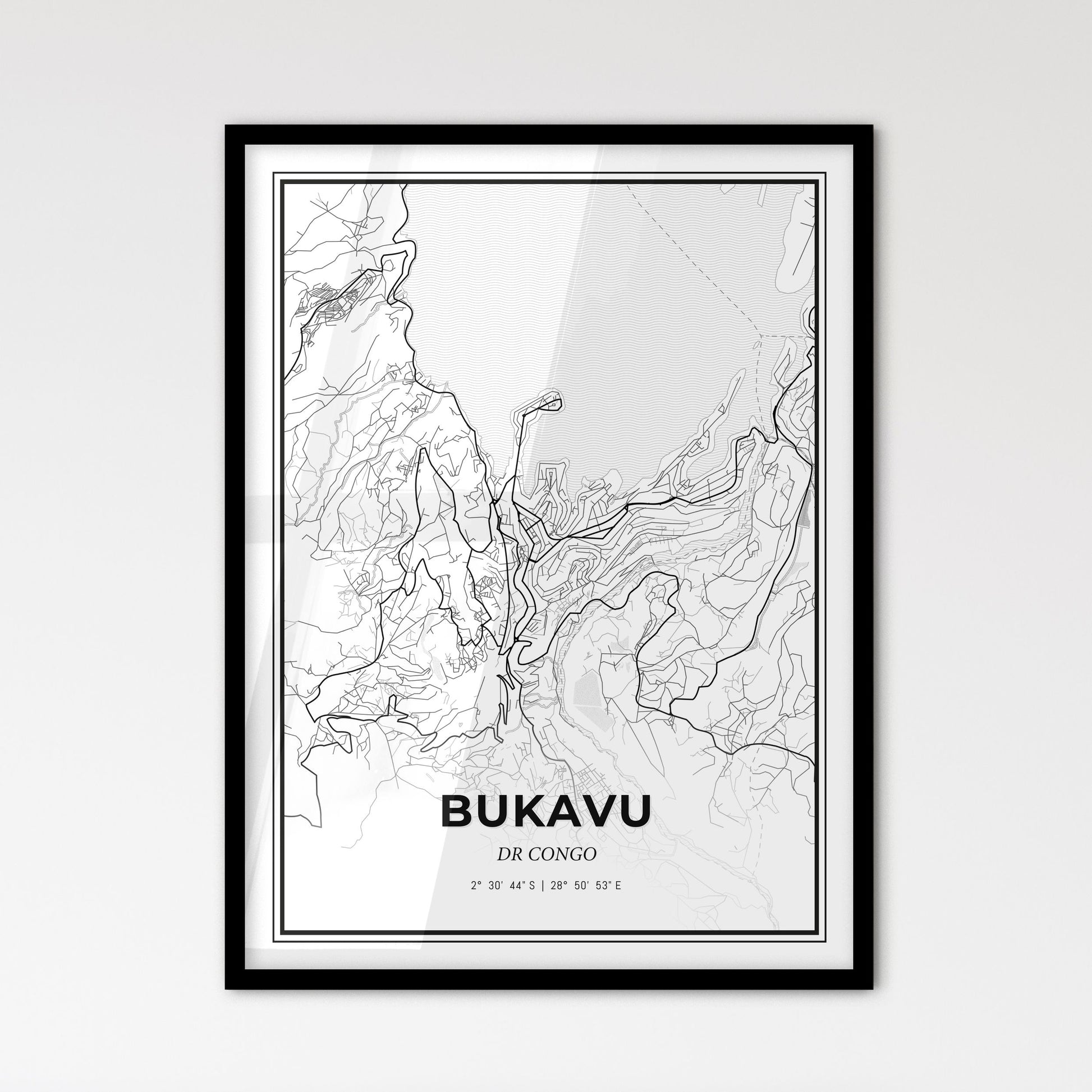 Bukavu DR Congo - Scandinavian Style City Map for Modern Home Decor