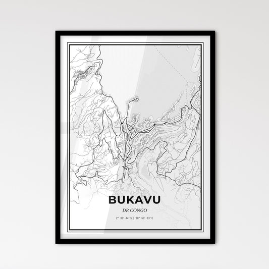 Bukavu DR Congo - Scandinavian Style City Map for Modern Home Decor