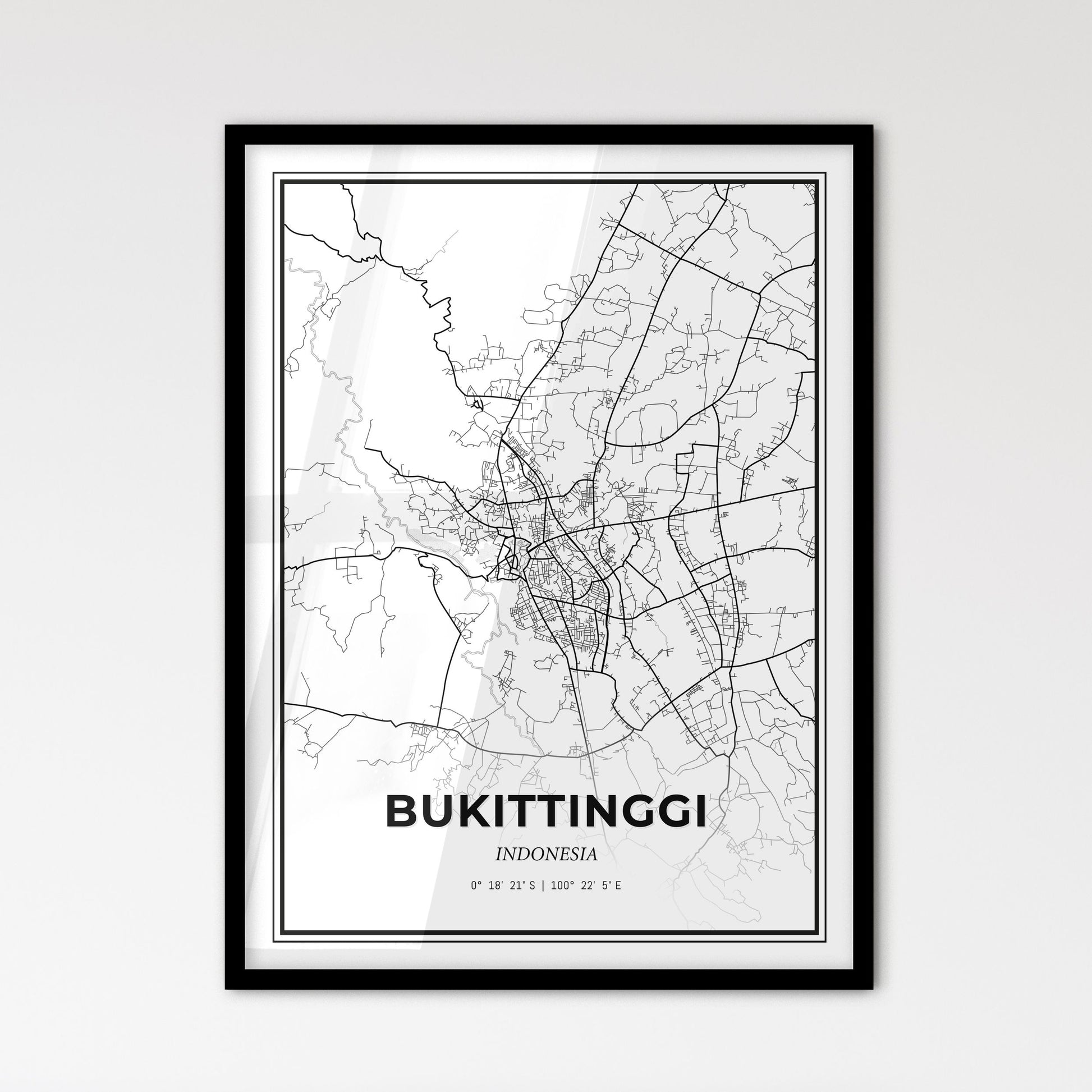 Bukittinggi Indonesia - Scandinavian Style City Map for Modern Home Decor