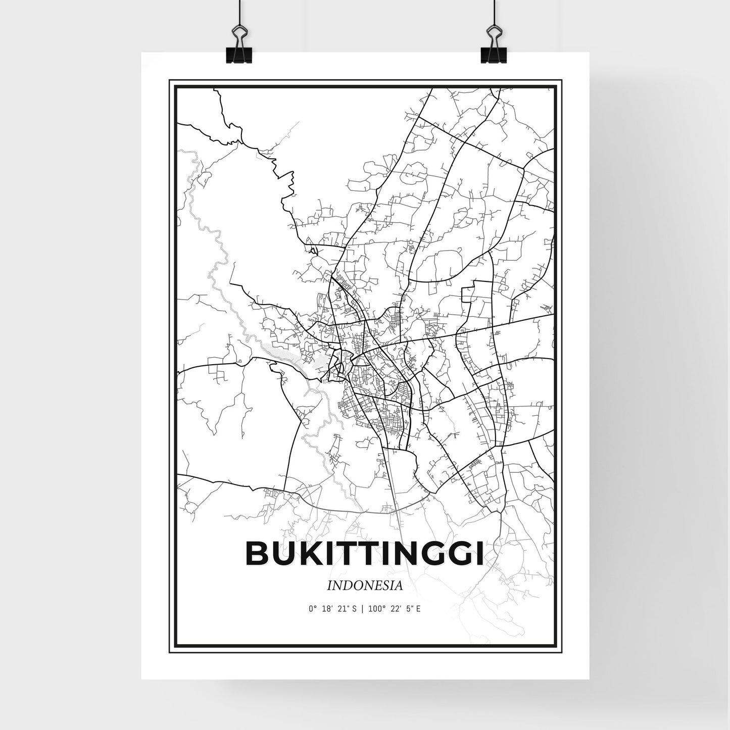 Bukittinggi Indonesia - Premium City Map Poster