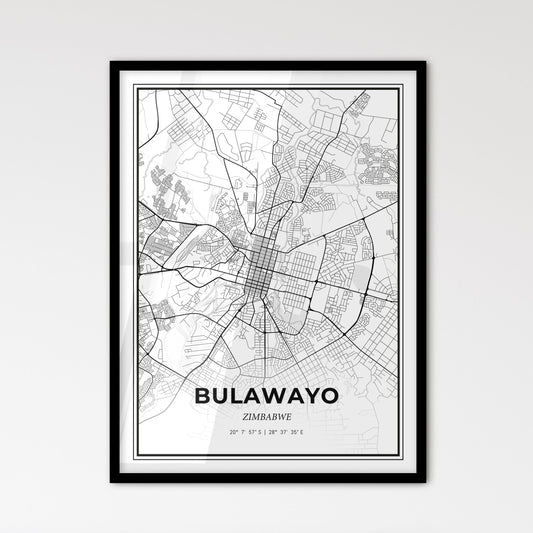 Bulawayo Zimbabwe - Scandinavian Style City Map for Modern Home Decor