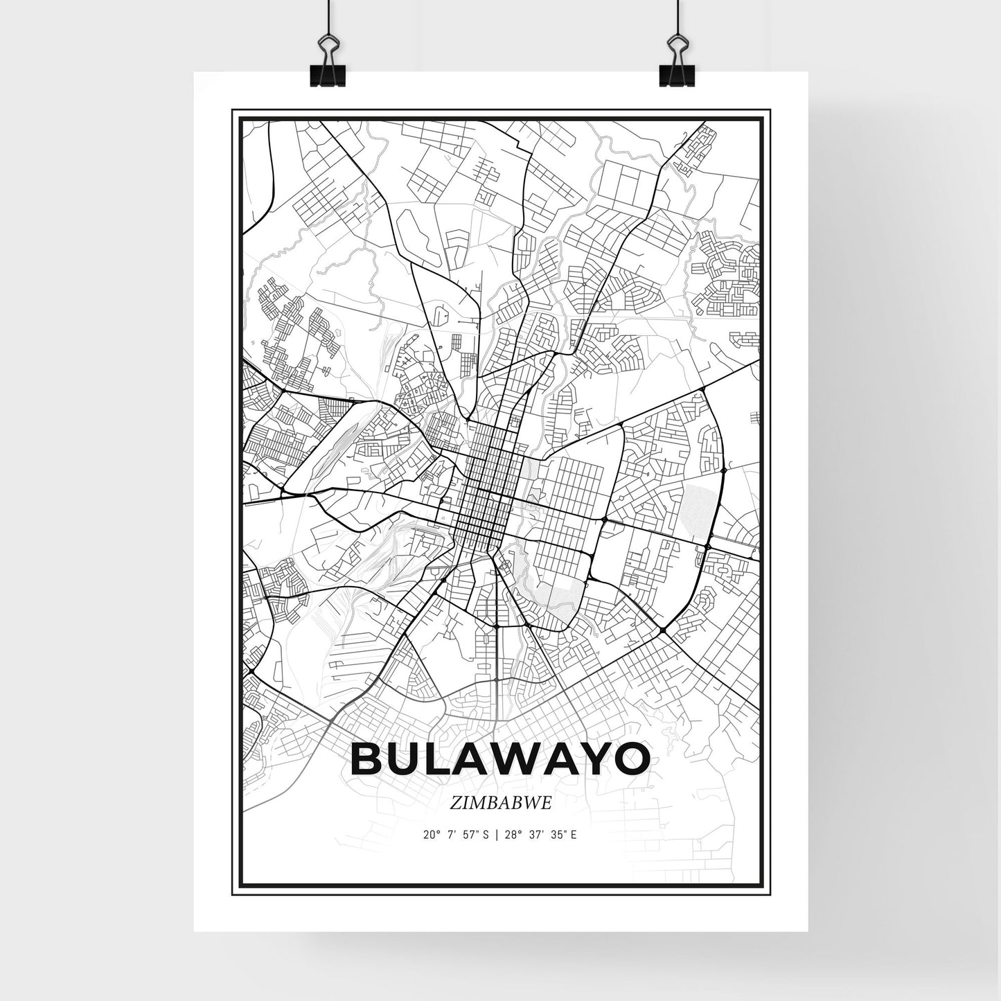 Bulawayo Zimbabwe - Premium City Map Poster