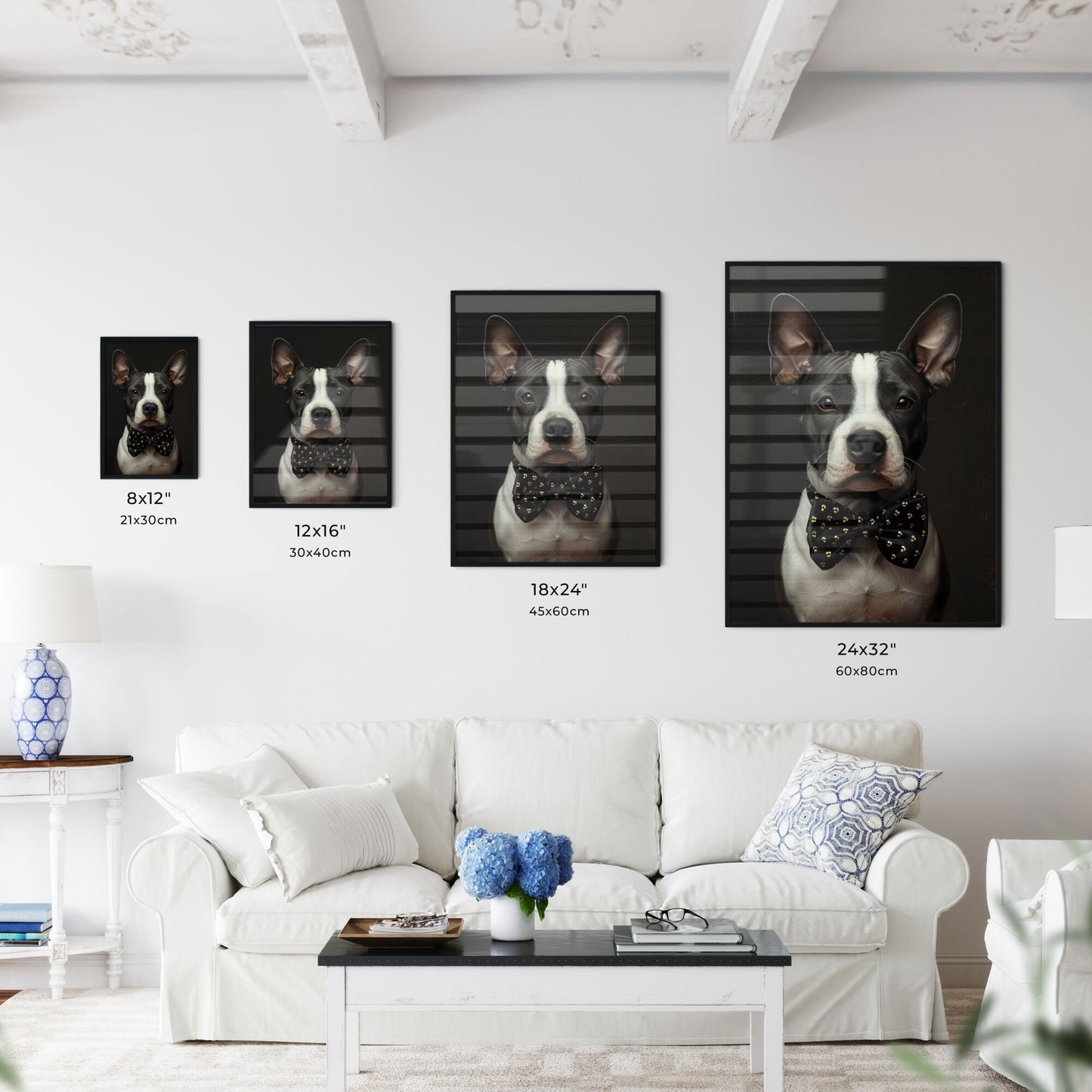 Expressive Artwork: Vibrant Portrait of a Distinguished Bull Terrier Adorned with a Bow Tie Default Title