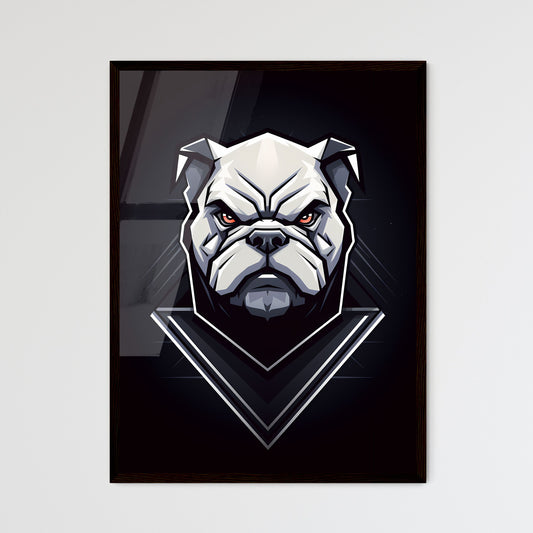 Vibrant Painting Bulldog Mascot Logo Thick Bold Black White Lines Red Eyes Clean White Default Title