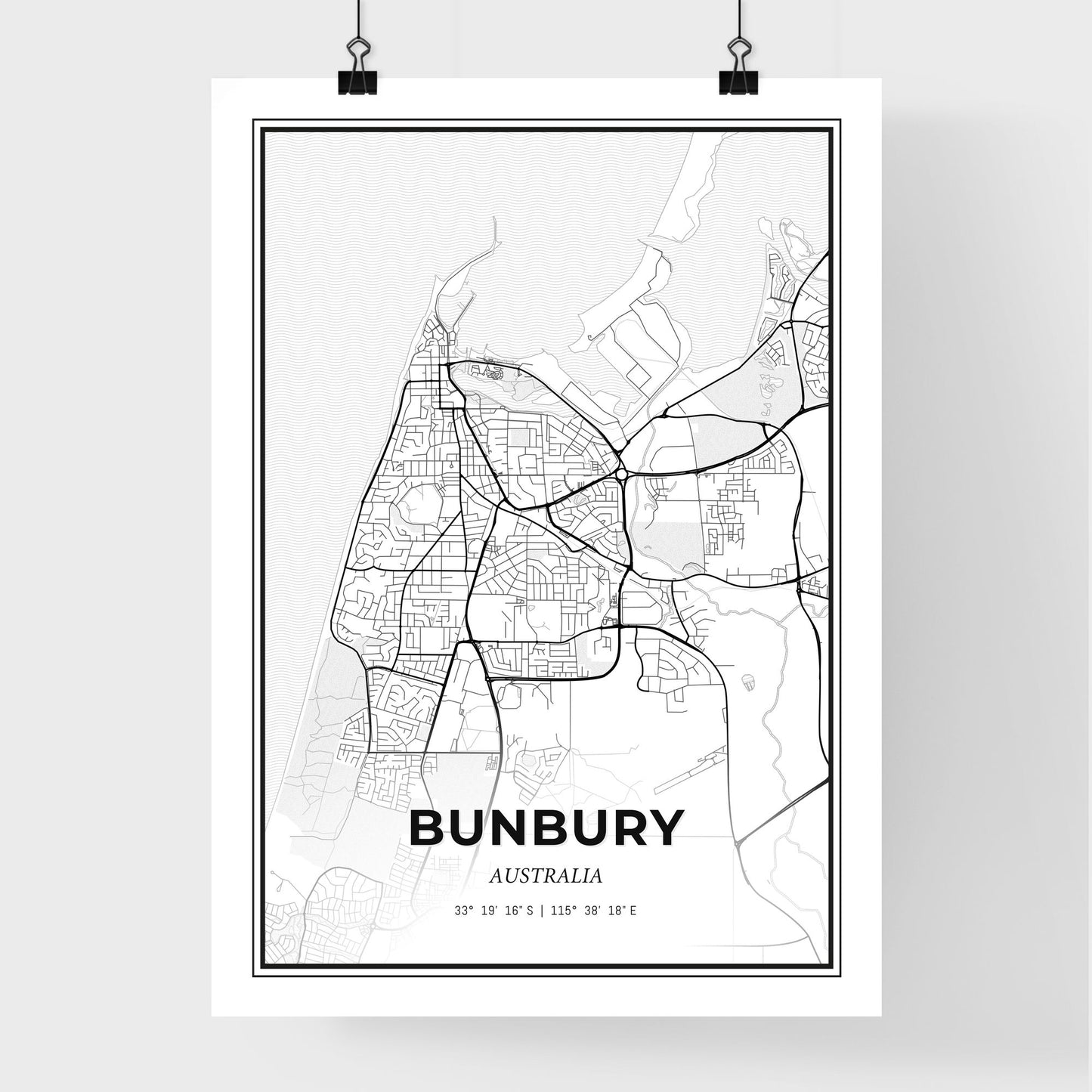 Bunbury Australia - Premium City Map Poster