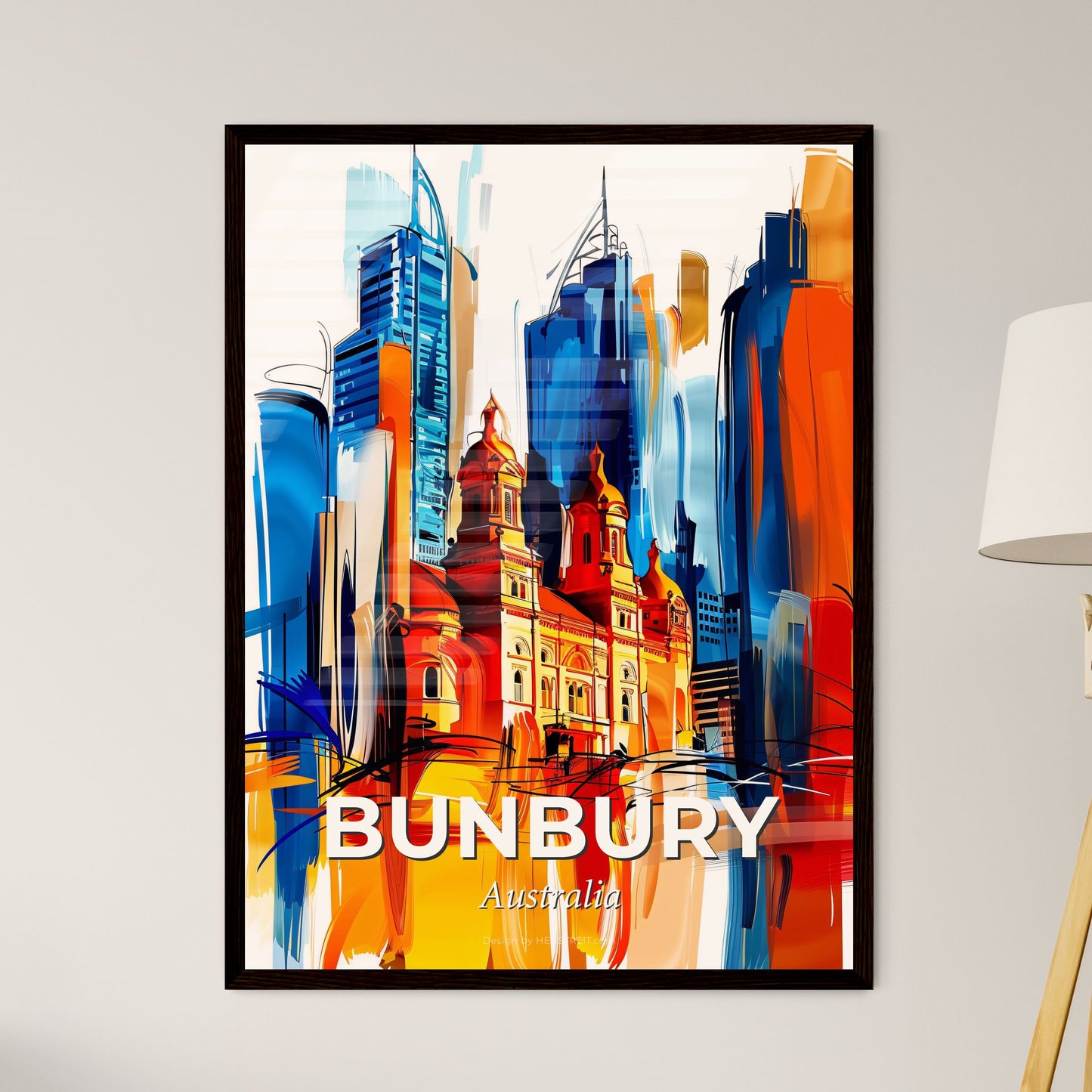 Vibrant Bunbury, Australia - A Painting Of A Building With A Colorful Background