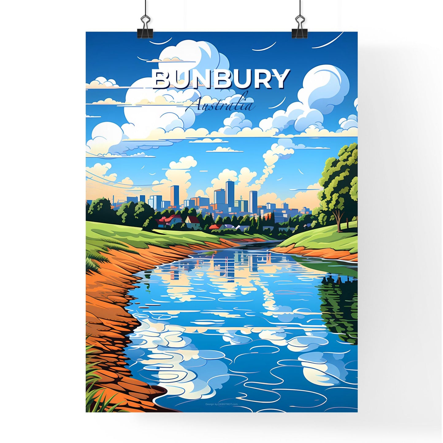 Bunbury Australia Downtown River Cityscape Abstract Art Painting Default Title