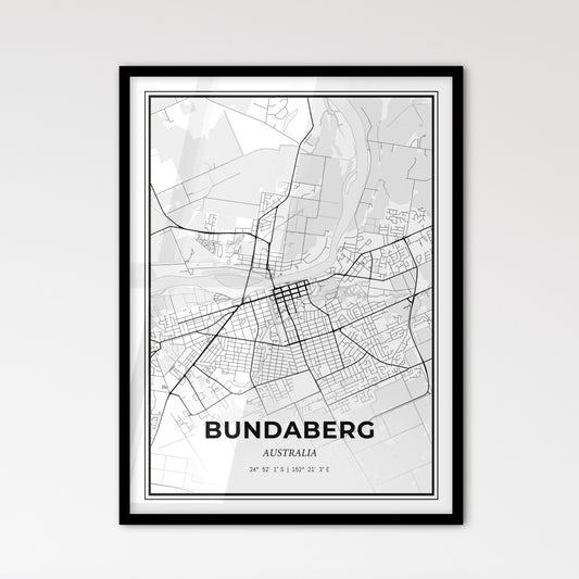 Bundaberg Australia - Scandinavian Style City Map for Modern Home Decor