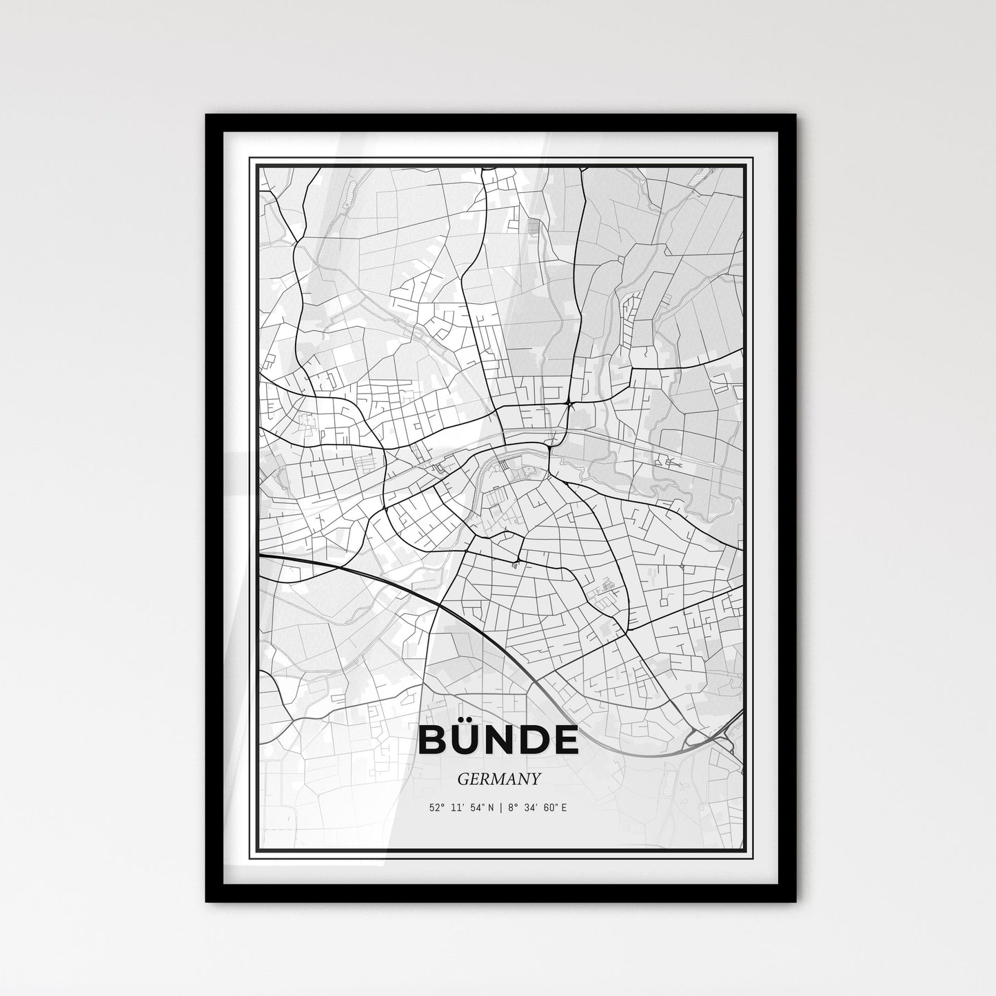 Bunde Germany - Scandinavian Style City Map for Modern Home Decor